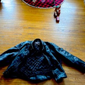 Black leather motorcycle jacket